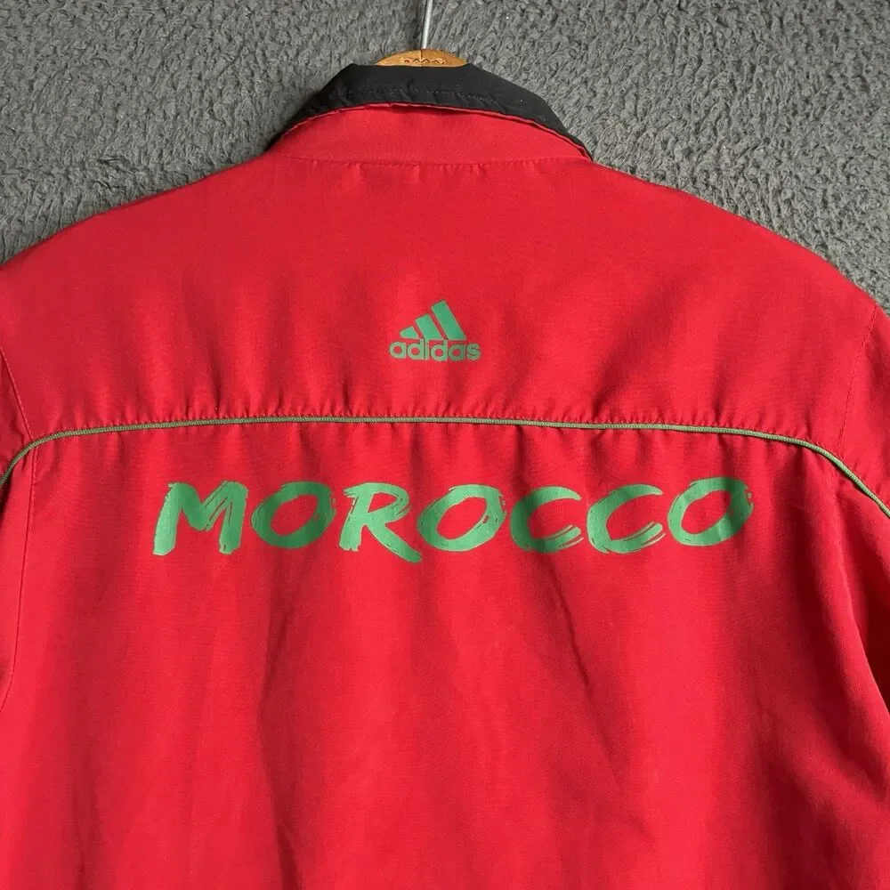 Adidas Track Jacket Mens Small Red Morocco Soccer National Team Full Zip